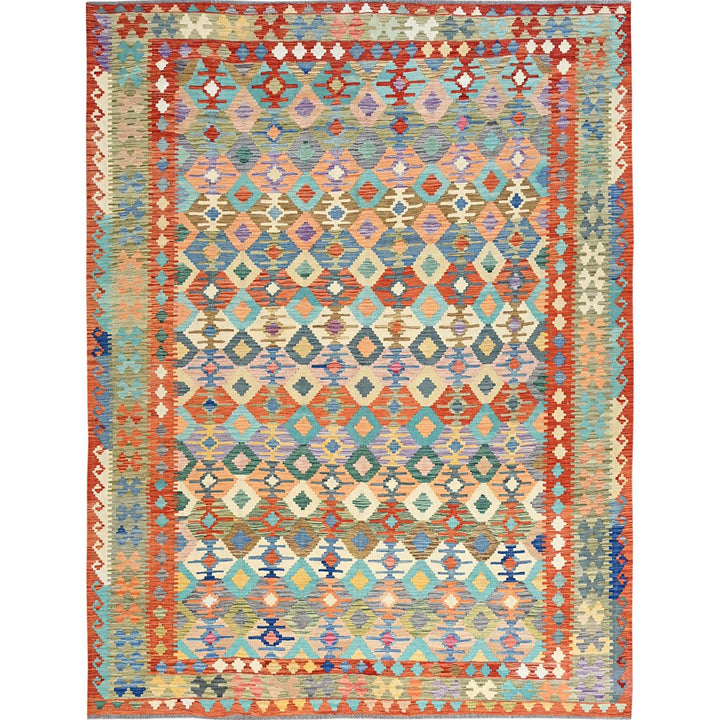 9'5" x 12'6" New Hand Woven Multicolored Wool Rectangle Oriental Rug - MOA1021213