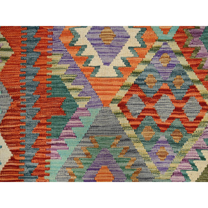 8'8" x 11'9" New Hand Woven Orange Wool Rectangle Oriental Rug - MOA1021214