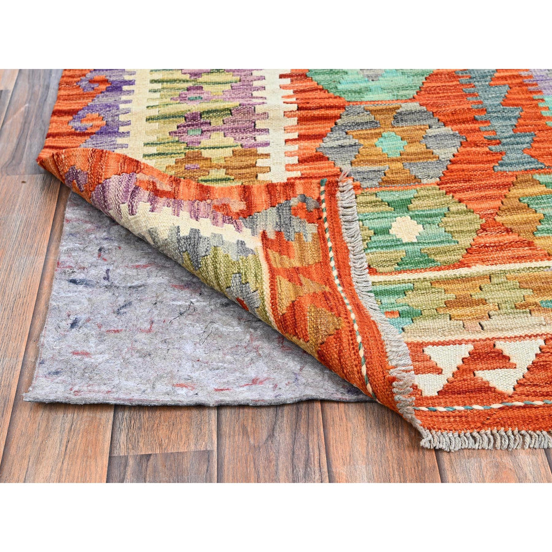 8'8" x 11'9" New Hand Woven Orange Wool Rectangle Oriental Rug - MOA1021214