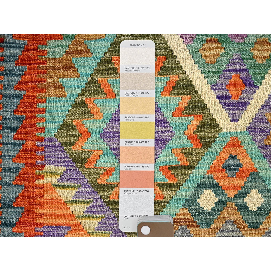 8'8" x 11'9" New Hand Woven Orange Wool Rectangle Oriental Rug - MOA1021214