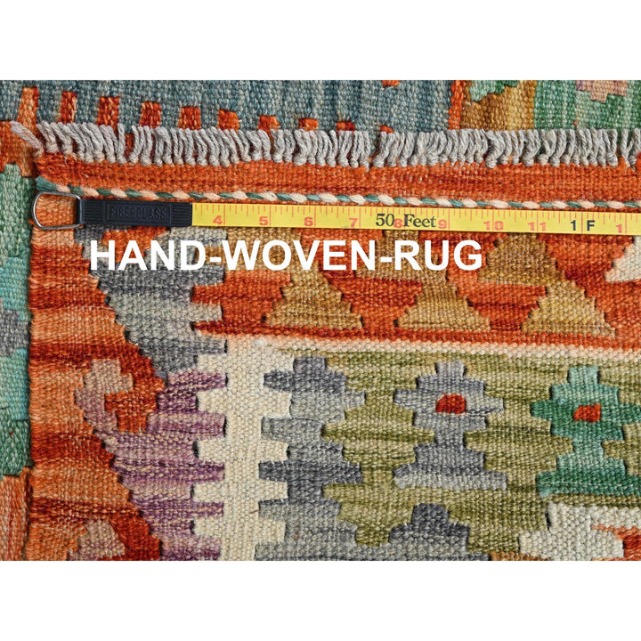 8'8" x 11'9" New Hand Woven Orange Wool Rectangle Oriental Rug - MOA1021214