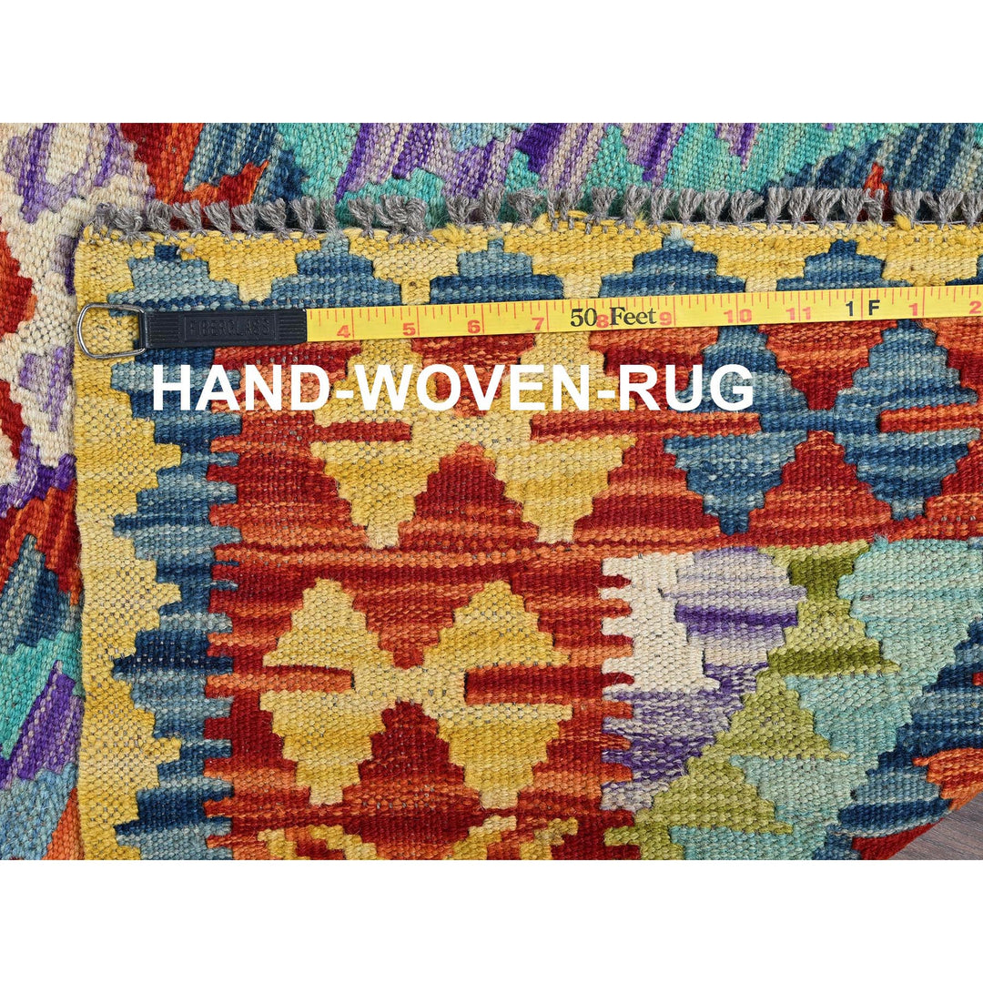 2'9" x 12'9" New Hand Woven Blue Wool Runner Oriental Rug - MOA1021227