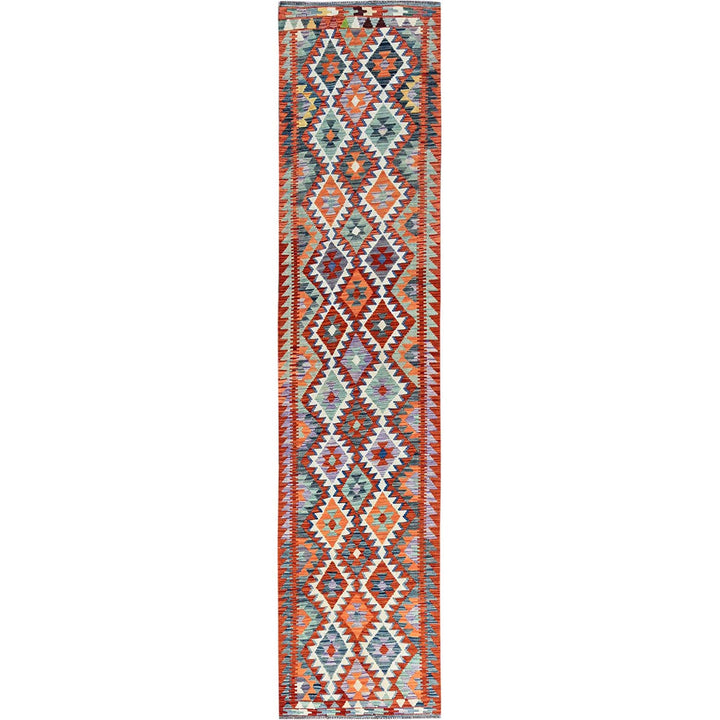 2'10" x 13'1" New Hand Woven Red Wool Runner Oriental Rug - MOA1021229