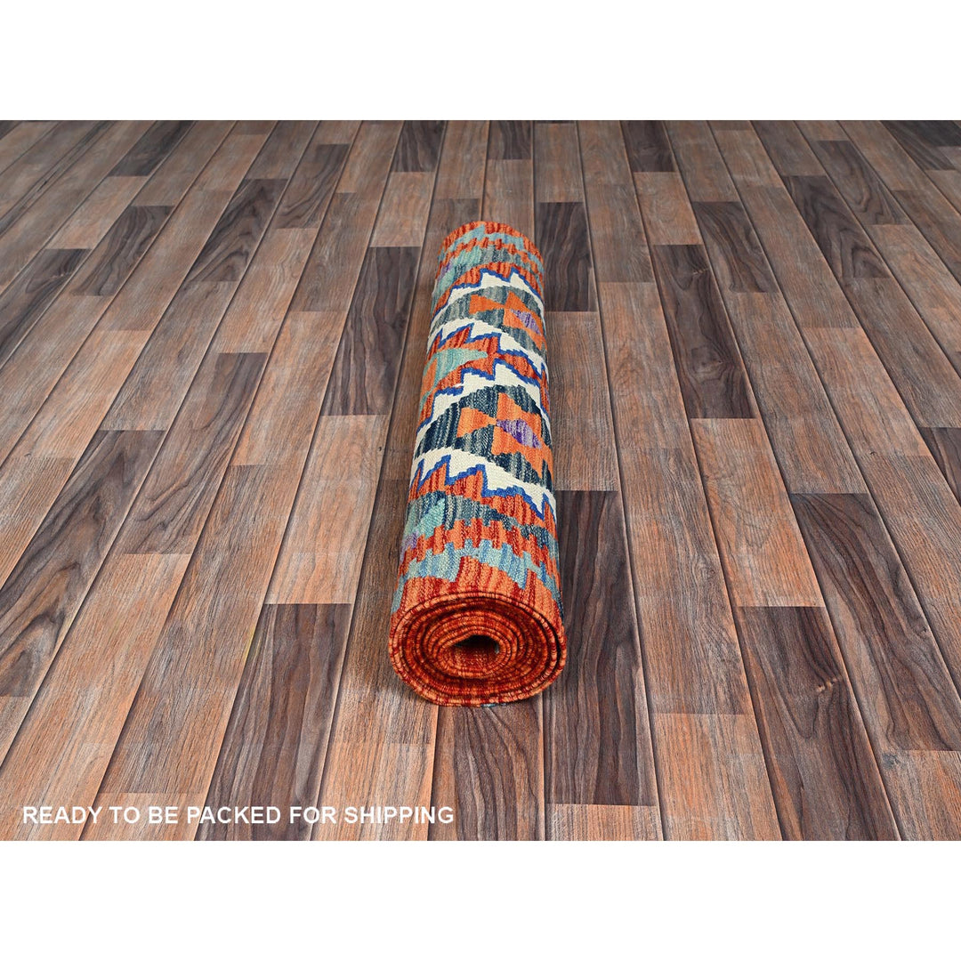 2'10" x 13'1" New Hand Woven Red Wool Runner Oriental Rug - MOA1021229