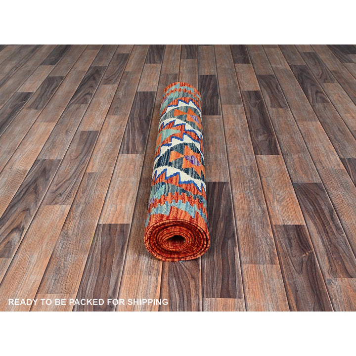 2'10" x 13'1" New Hand Woven Red Wool Runner Oriental Rug - MOA1021229