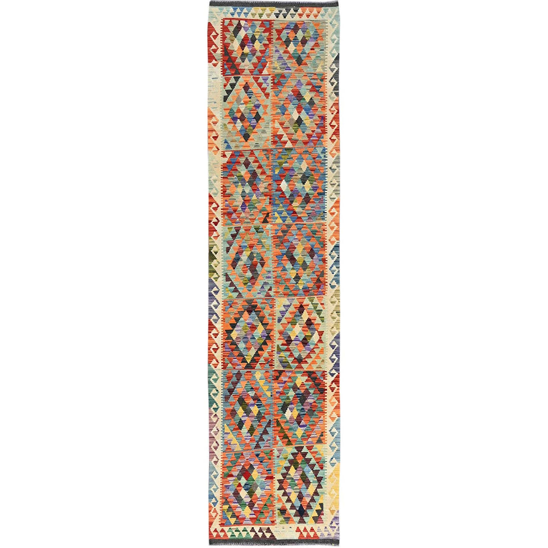 2'10" x 12'8" New Hand Woven Multicolored Wool Runner Oriental Rug - MOA1021232