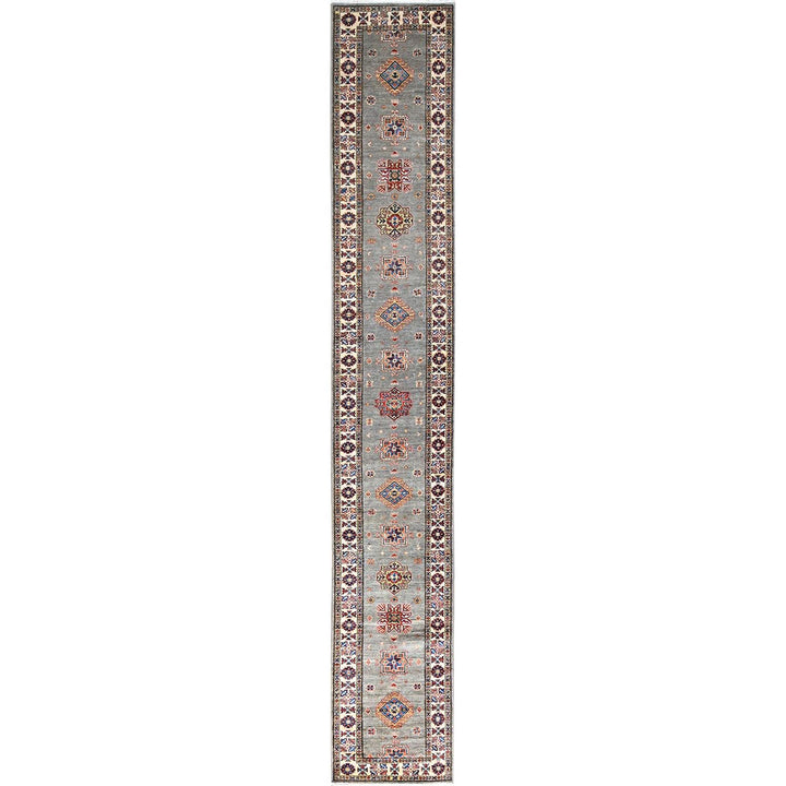 2'8" x 15'5" New Hand Knotted Grey Wool Runner Oriental Rug - MOA102127