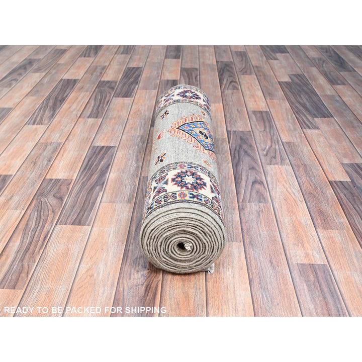 2'8" x 15'5" New Hand Knotted Grey Wool Runner Oriental Rug - MOA102127