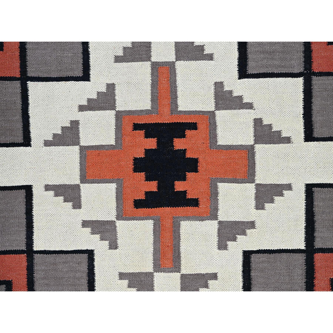 9'0" x 12'0" New Hand Woven Grey Wool Rectangle Oriental Rug - MOA1021350