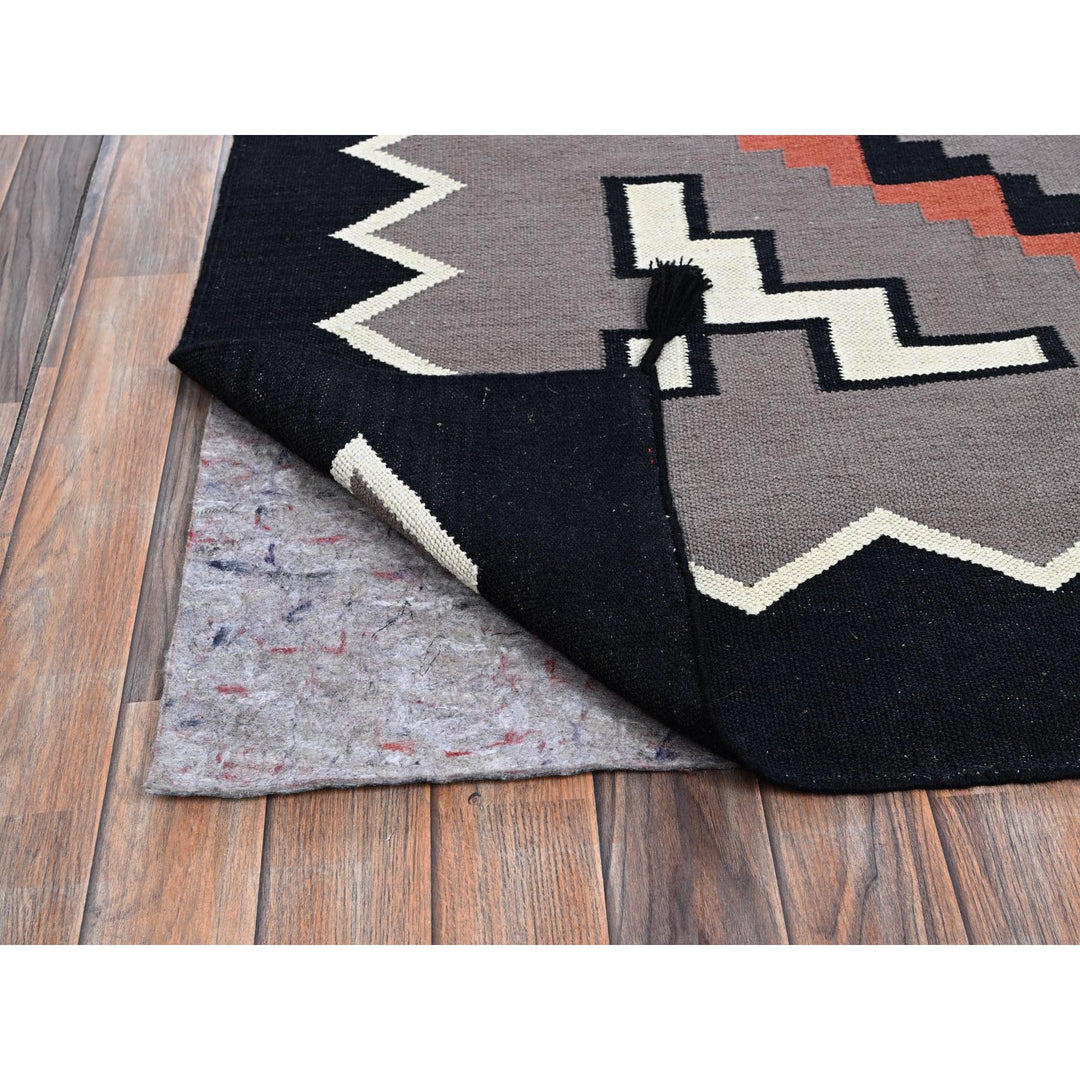 9'0" x 12'0" New Hand Woven Grey Wool Rectangle Oriental Rug - MOA1021350