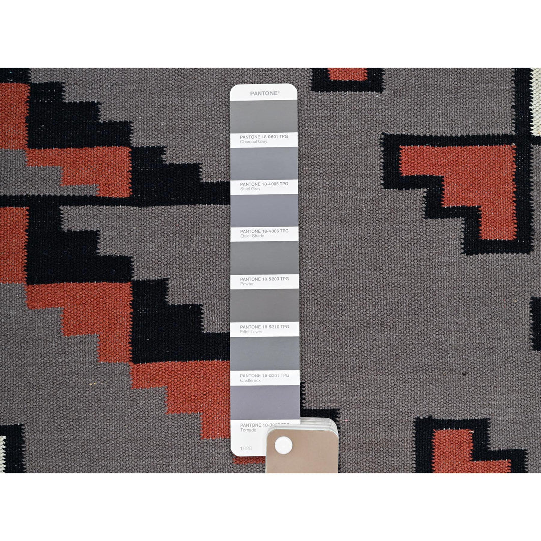 9'0" x 12'0" New Hand Woven Grey Wool Rectangle Oriental Rug - MOA1021350