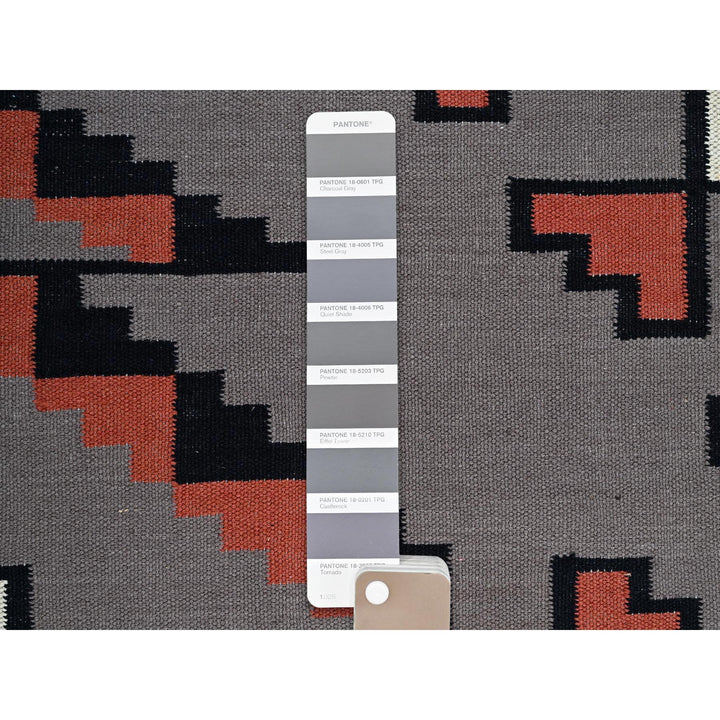 9'0" x 12'0" New Hand Woven Grey Wool Rectangle Oriental Rug - MOA1021350