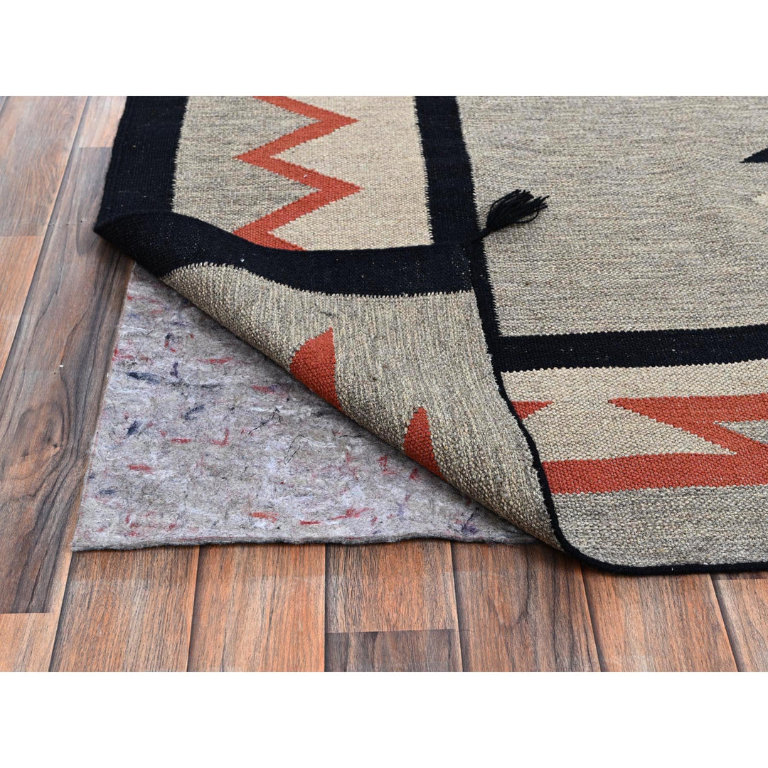 8'11" x 11'9" New Hand Woven Grey Wool Rectangle Oriental Rug - MOA1021352