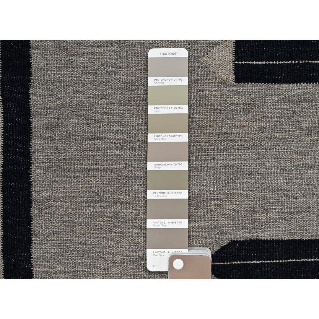 8'11" x 11'9" New Hand Woven Grey Wool Rectangle Oriental Rug - MOA1021352