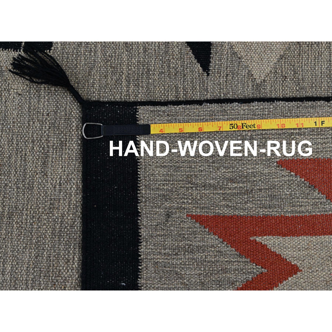 8'11" x 11'9" New Hand Woven Grey Wool Rectangle Oriental Rug - MOA1021352