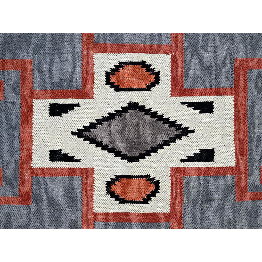 9'1" x 11'11" New Hand Woven Grey Wool Rectangle Oriental Rug - MOA1021400