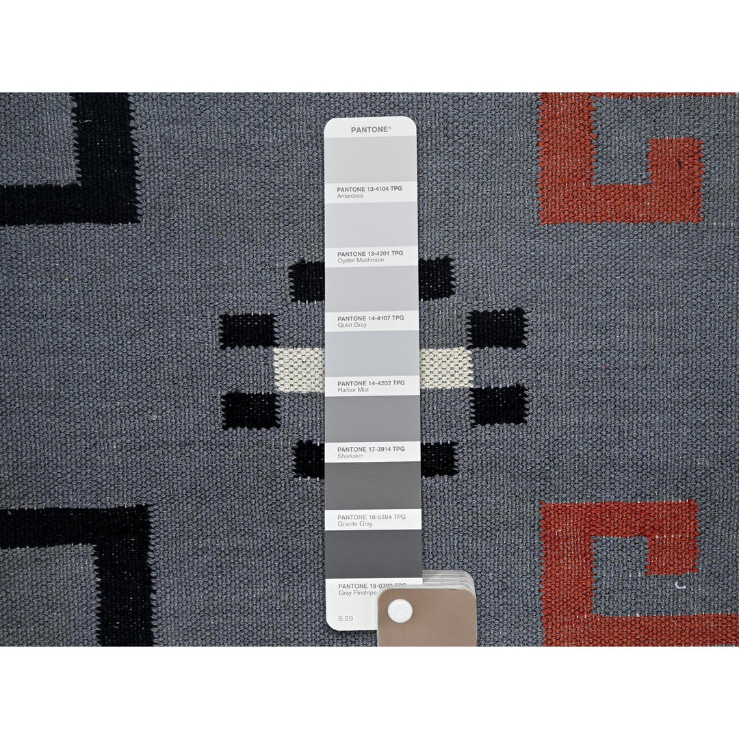9'1" x 11'11" New Hand Woven Grey Wool Rectangle Oriental Rug - MOA1021400