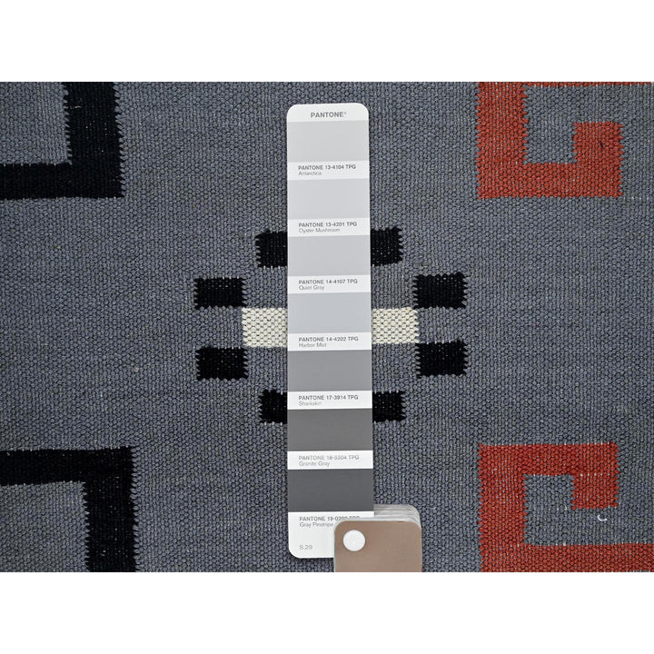 9'1" x 11'11" New Hand Woven Grey Wool Rectangle Oriental Rug - MOA1021400