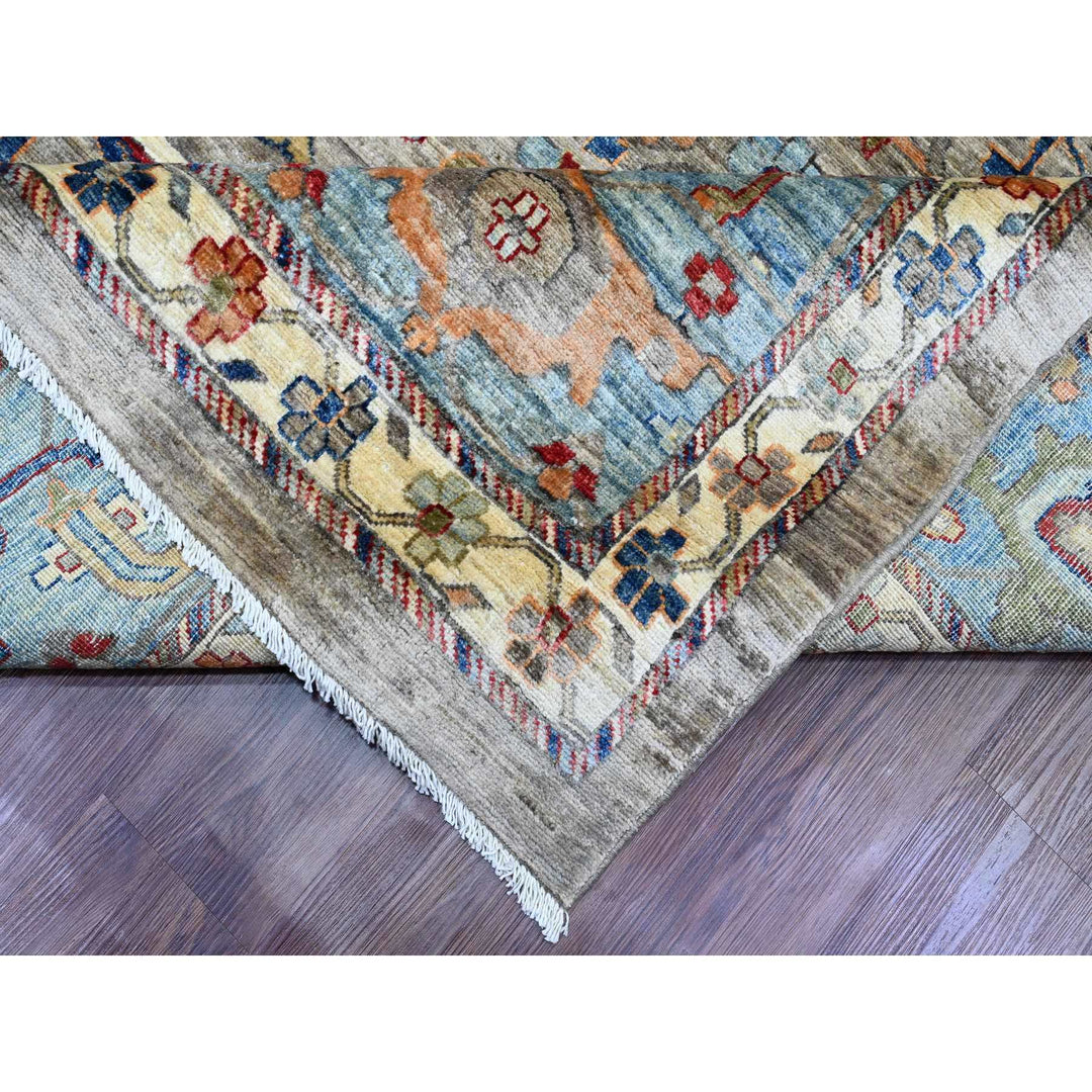 11'7" x 15'8" New Hand Knotted Grey Wool Rectangle Oriental Rug - MOA10220002