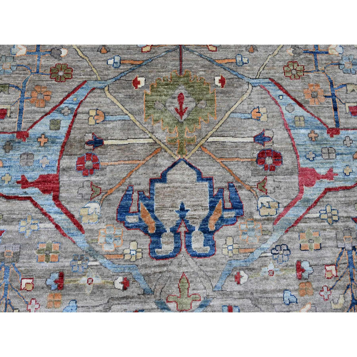 11'7" x 15'8" New Hand Knotted Grey Wool Rectangle Oriental Rug - MOA10220002