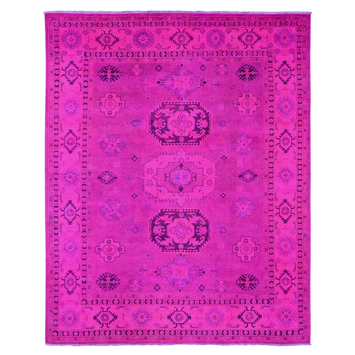 8'0" x 9'11" New Hand Knotted Pink Wool Rectangle Oriental Rug - MOA10220008