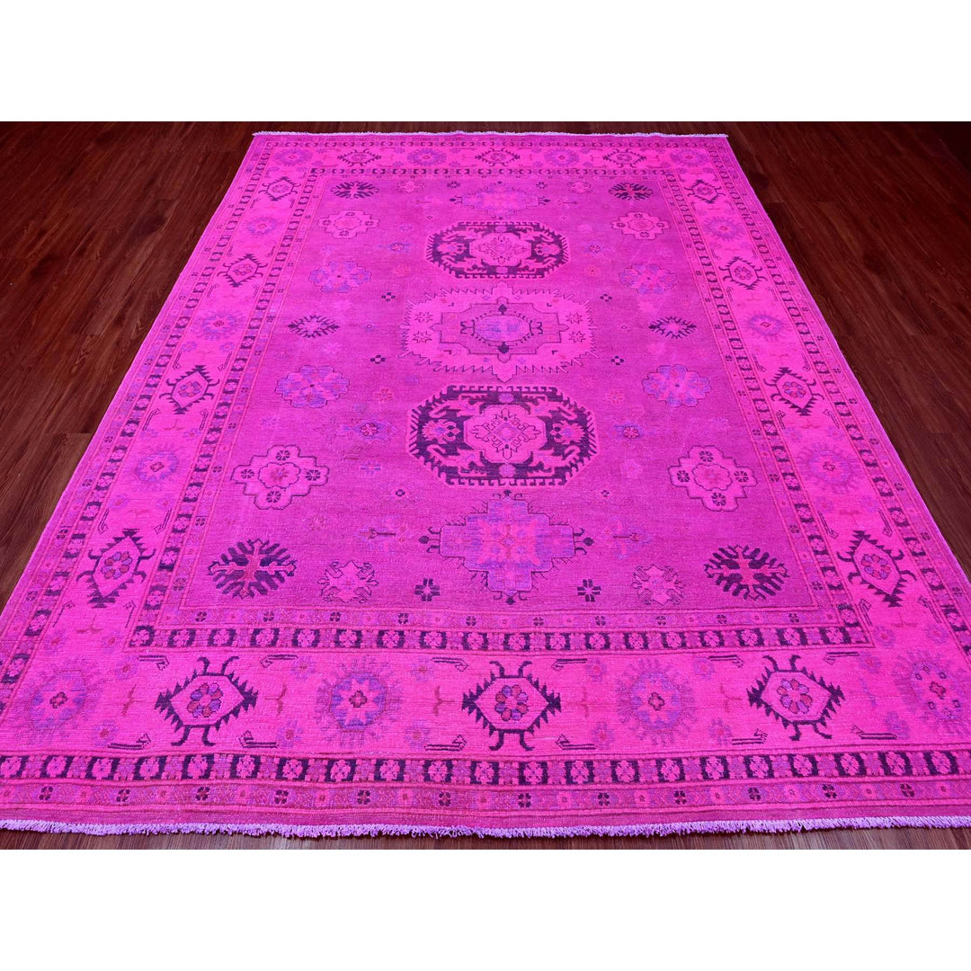 8'0" x 9'11" New Hand Knotted Pink Wool Rectangle Oriental Rug - MOA10220008