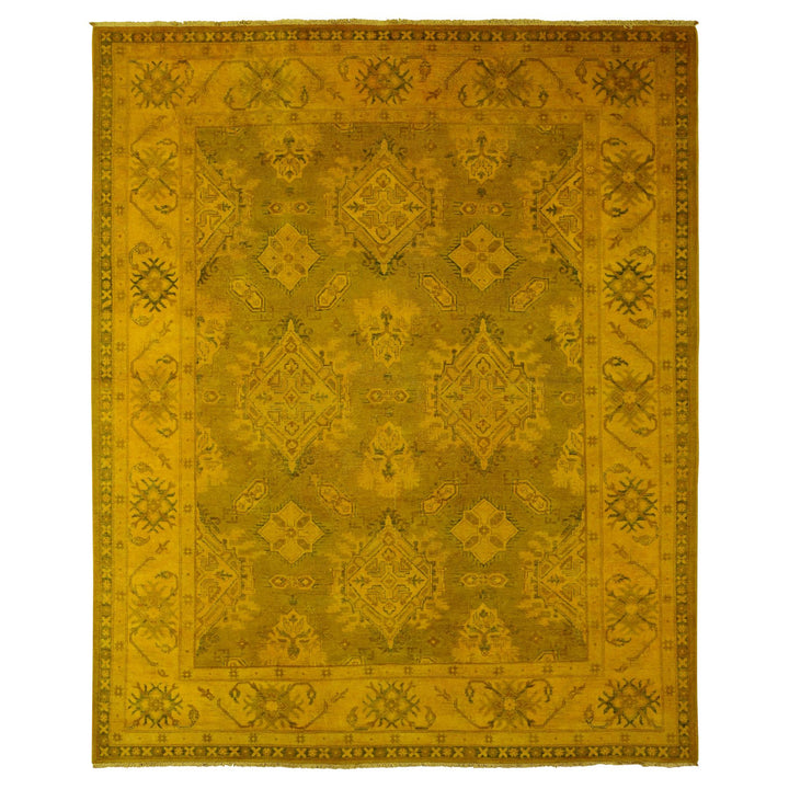 7'6" x 9'5" New Hand Knotted Yellow Wool Rectangle Oriental Rug - MOA10220009