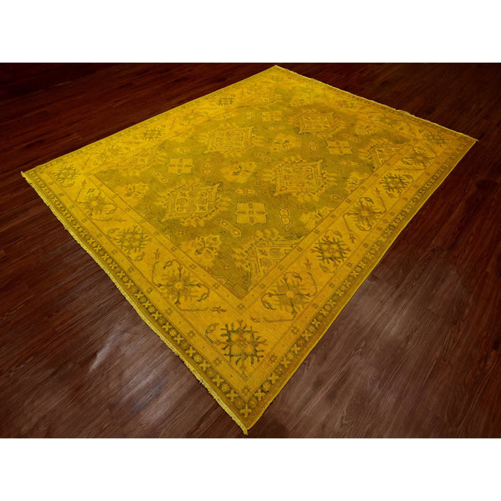 7'6" x 9'5" New Hand Knotted Yellow Wool Rectangle Oriental Rug - MOA10220009