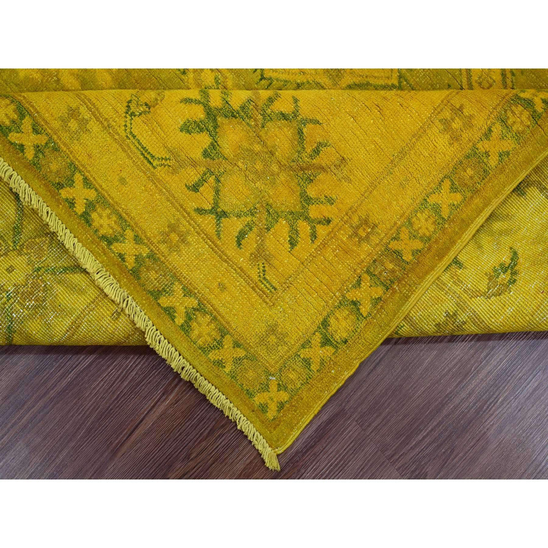 7'6" x 9'5" New Hand Knotted Yellow Wool Rectangle Oriental Rug - MOA10220009