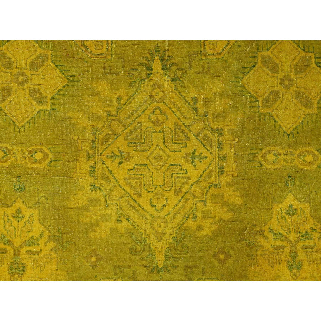 7'6" x 9'5" New Hand Knotted Yellow Wool Rectangle Oriental Rug - MOA10220009