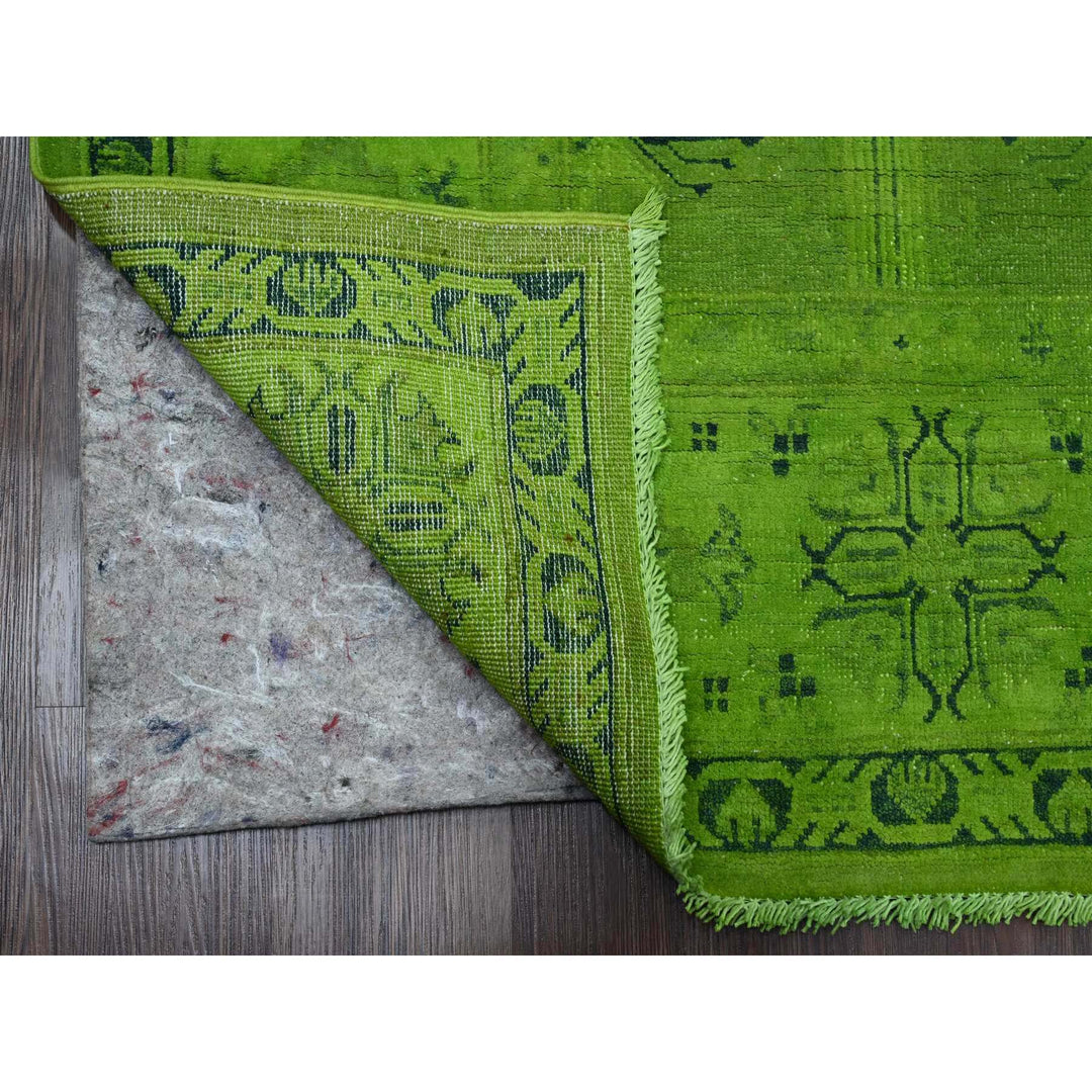 8'0" x 9'6" New Hand Knotted Green Wool Rectangle Oriental Rug - MOA10220010
