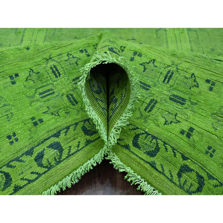 8'0" x 9'6" New Hand Knotted Green Wool Rectangle Oriental Rug - MOA10220010