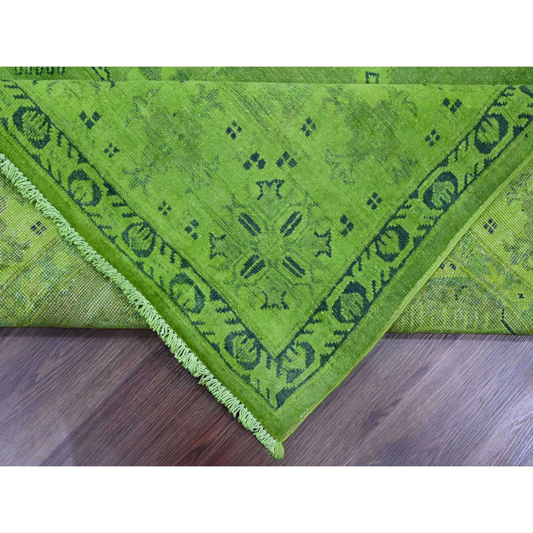 8'0" x 9'6" New Hand Knotted Green Wool Rectangle Oriental Rug - MOA10220010
