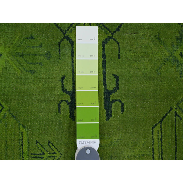 8'0" x 9'6" New Hand Knotted Green Wool Rectangle Oriental Rug - MOA10220010