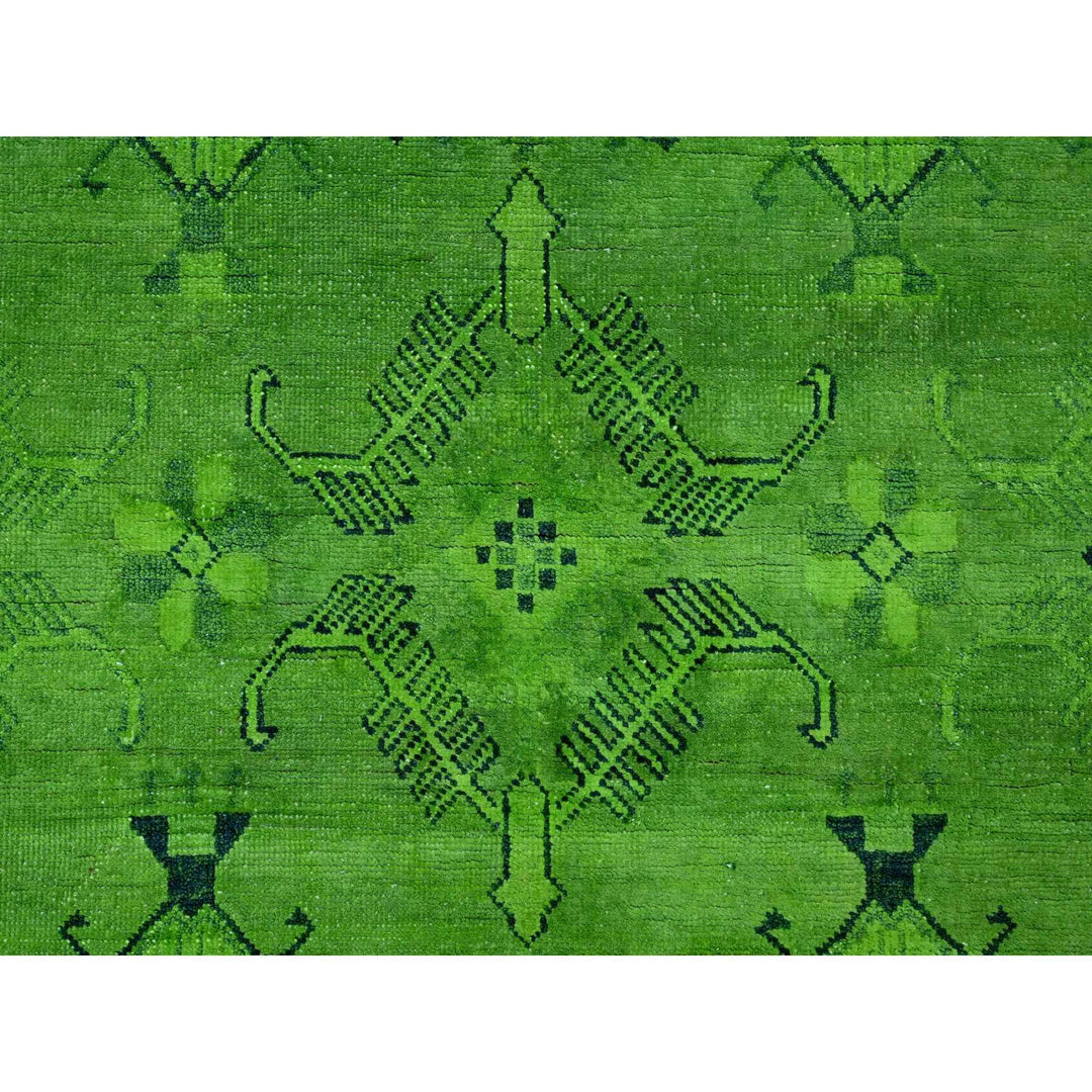 8'0" x 9'6" New Hand Knotted Green Wool Rectangle Oriental Rug - MOA10220010