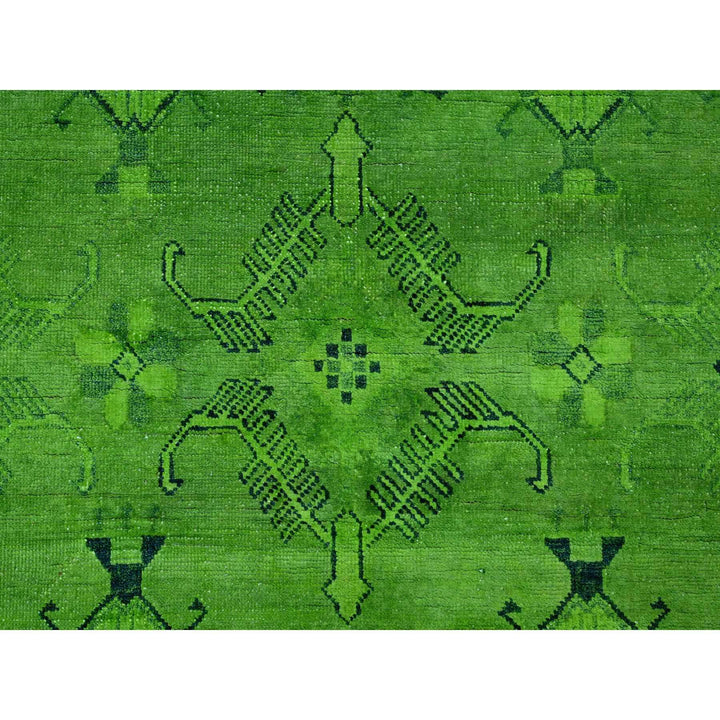8'0" x 9'6" New Hand Knotted Green Wool Rectangle Oriental Rug - MOA10220010