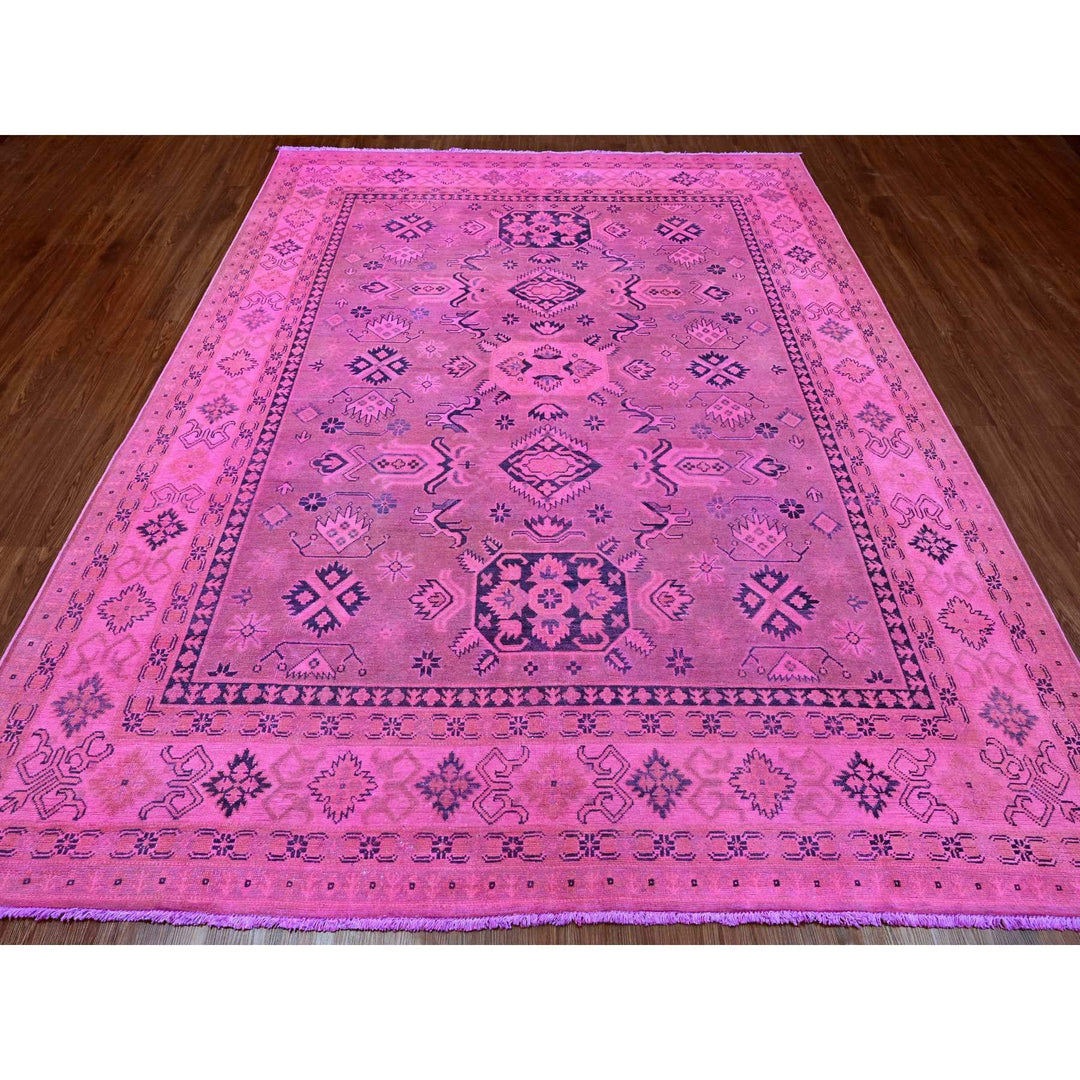 7'10" x 9'7" New Hand Knotted Pink Wool Rectangle Oriental Rug - MOA10220011
