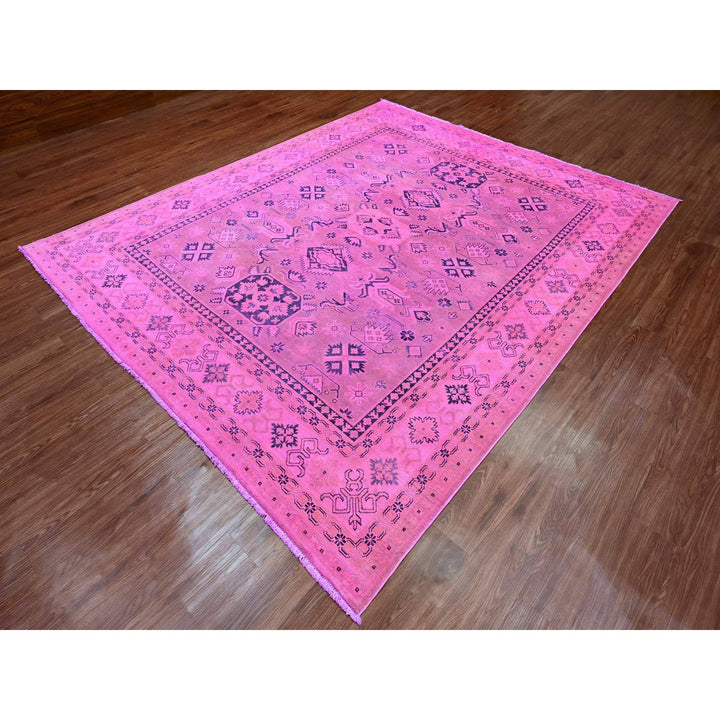7'10" x 9'7" New Hand Knotted Pink Wool Rectangle Oriental Rug - MOA10220011