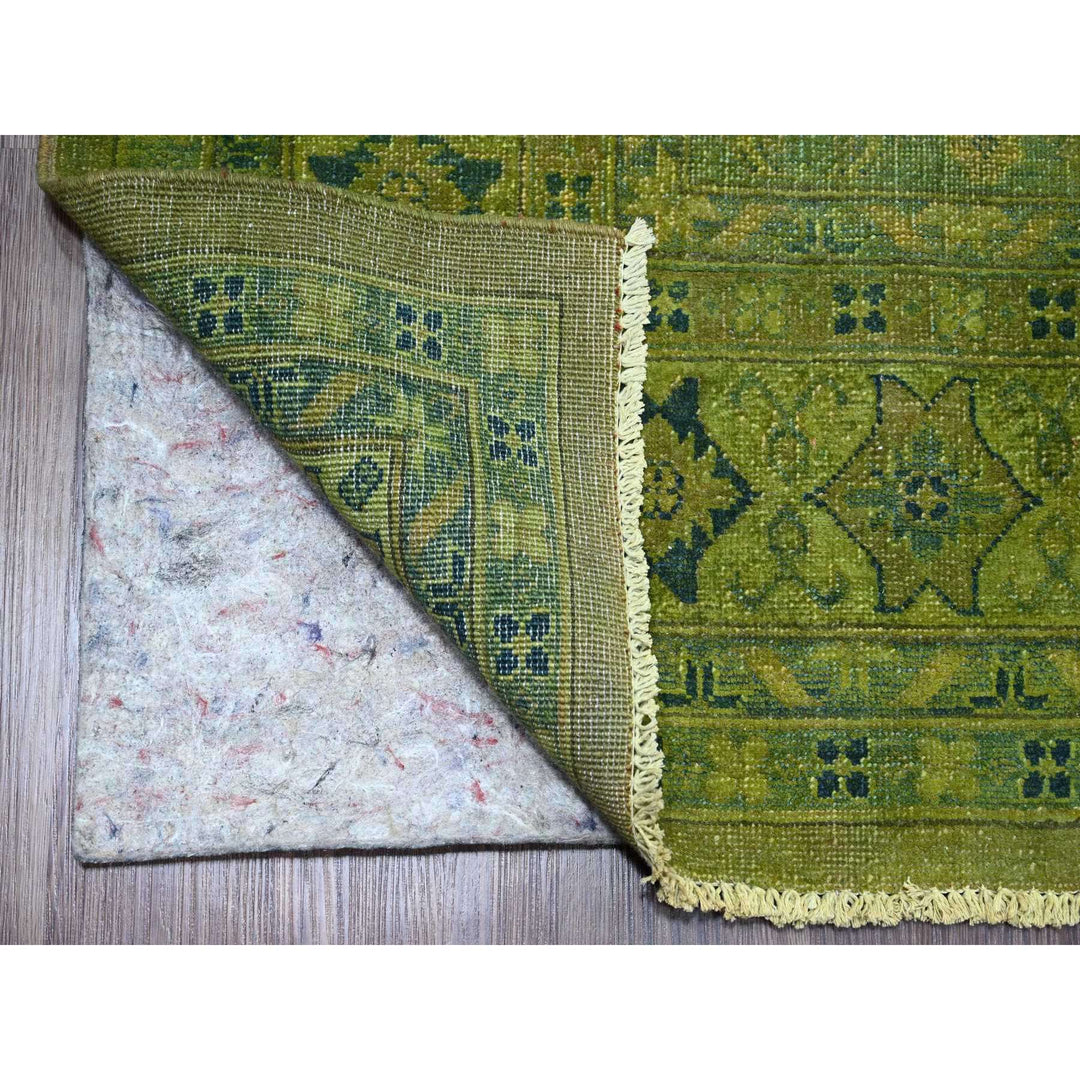 8'0" x 9'6" New Hand Knotted Green Wool Rectangle Oriental Rug - MOA10220012