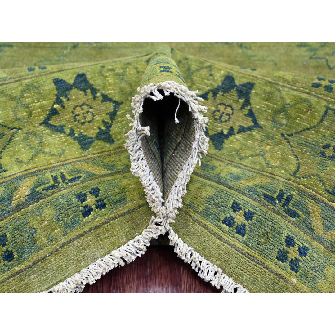 8'0" x 9'6" New Hand Knotted Green Wool Rectangle Oriental Rug - MOA10220012