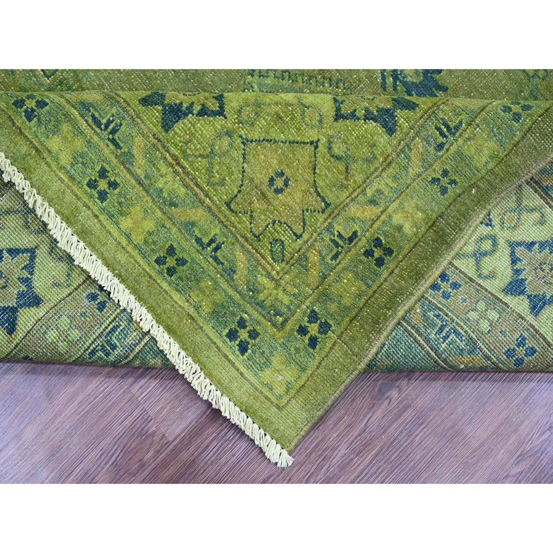 8'0" x 9'6" New Hand Knotted Green Wool Rectangle Oriental Rug - MOA10220012