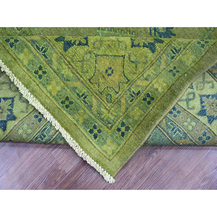 8'0" x 9'6" New Hand Knotted Green Wool Rectangle Oriental Rug - MOA10220012