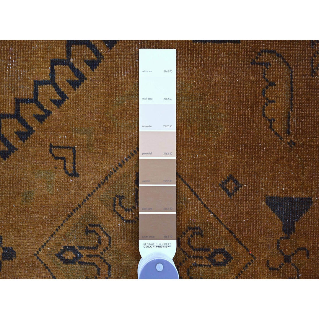 7'11" x 9'5" New Hand Knotted Brown Wool Rectangle Oriental Rug - MOA10220014