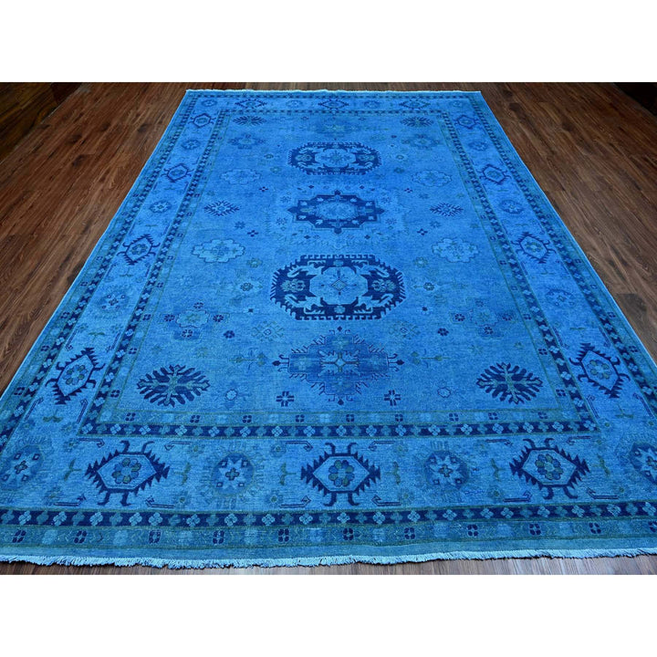 8'8" x 11'9" New Hand Knotted Blue Wool Rectangle Oriental Rug - MOA10220015