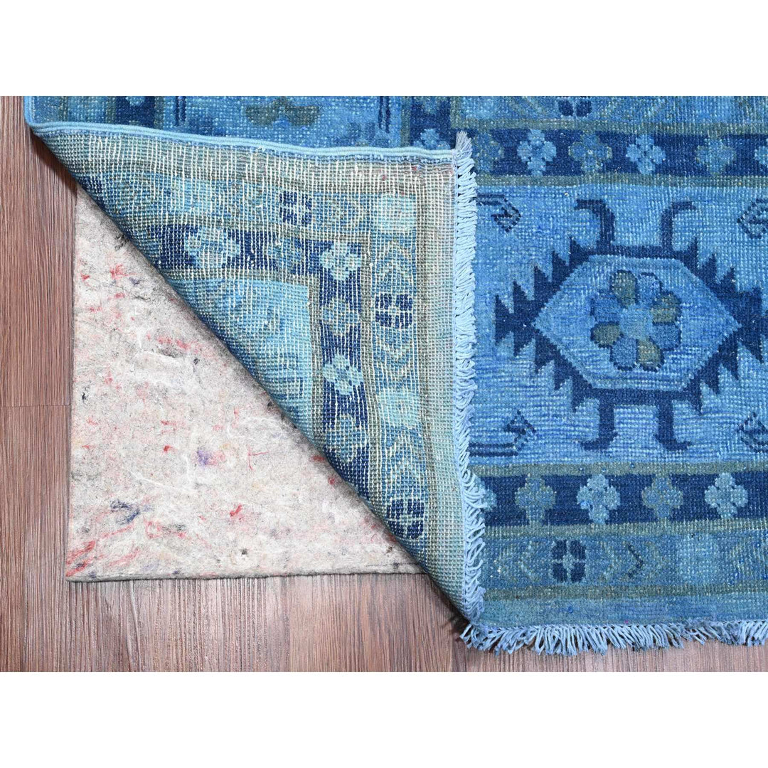 8'8" x 11'9" New Hand Knotted Blue Wool Rectangle Oriental Rug - MOA10220015