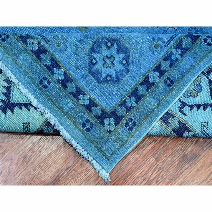 8'8" x 11'9" New Hand Knotted Blue Wool Rectangle Oriental Rug - MOA10220015