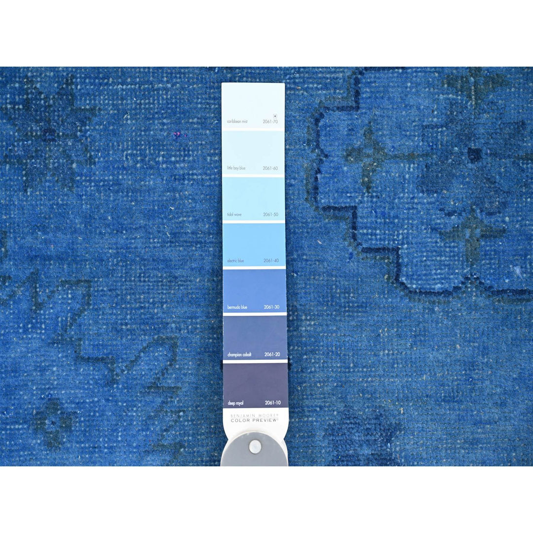 8'8" x 11'9" New Hand Knotted Blue Wool Rectangle Oriental Rug - MOA10220015