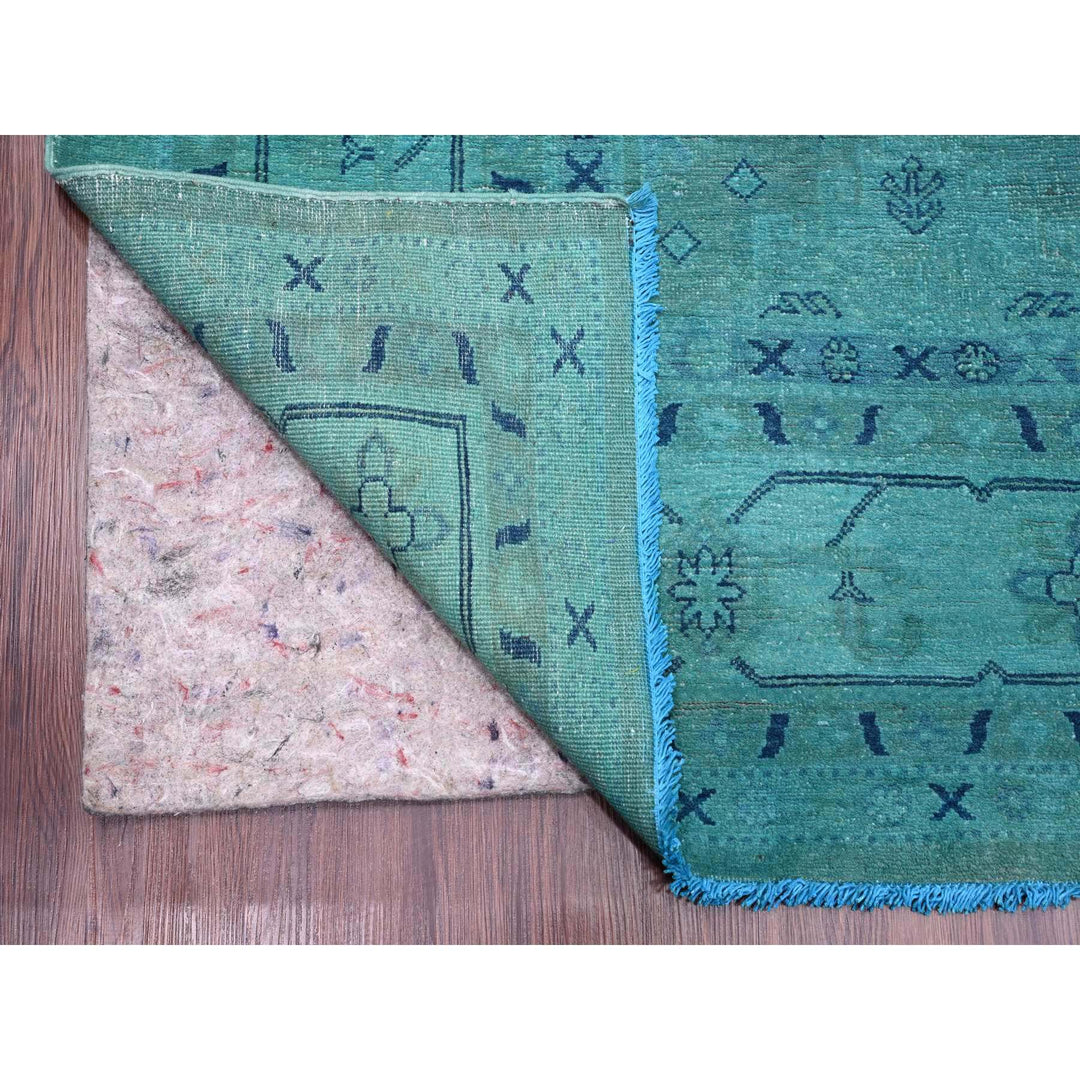 8'9" x 11'7" New Hand Knotted Teal Wool Rectangle Oriental Rug - MOA10220016