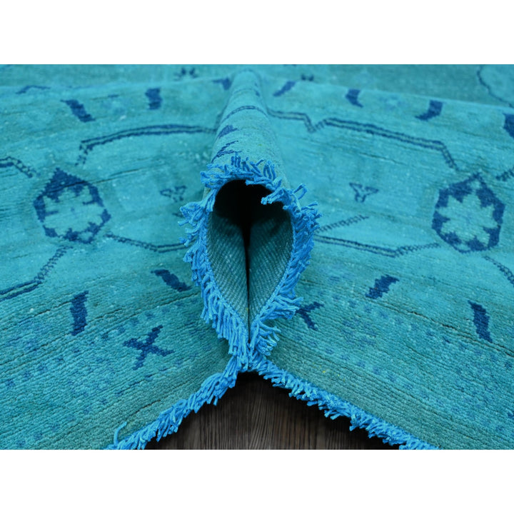 8'9" x 11'7" New Hand Knotted Teal Wool Rectangle Oriental Rug - MOA10220016