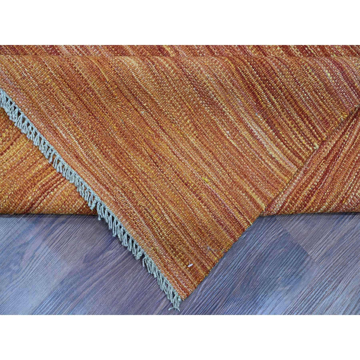 9'0" x 12'0" New Hand Woven Orange Wool Rectangle Oriental Rug - MOA10220094